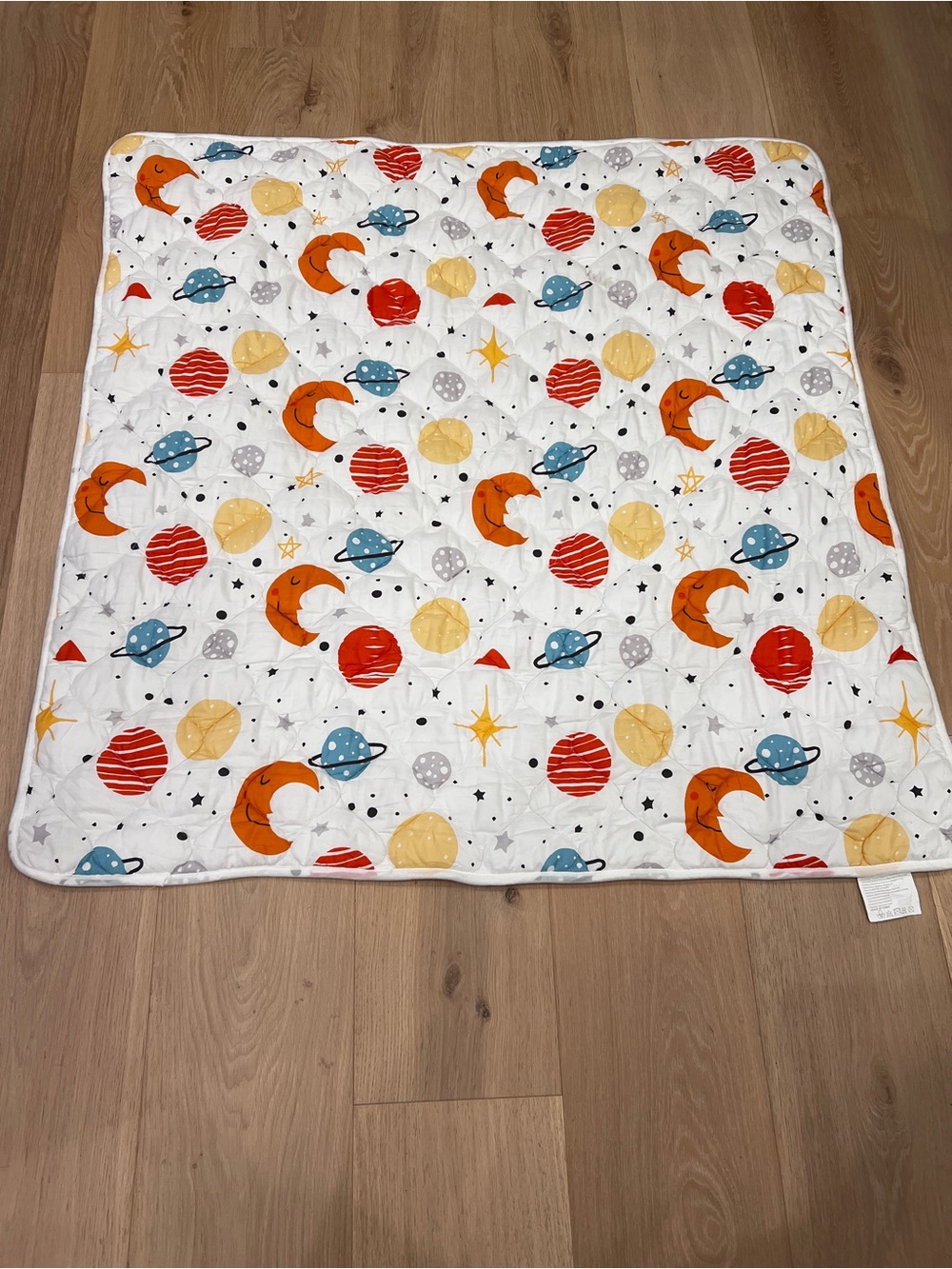 Slip Proof Baby Play Mat - Space Pattern in White, Orange, Blue, Yellow